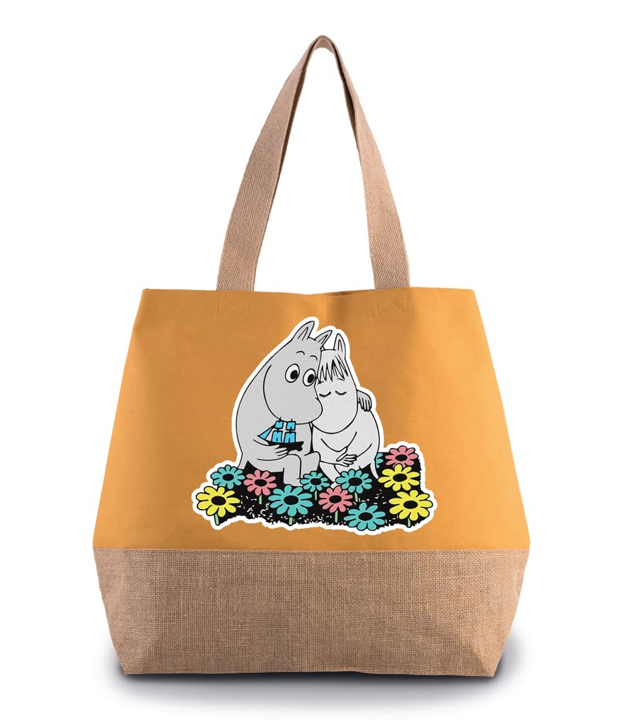 GiftmeSweet Hippo Love Canvas Jute Hold Shopper Bag with Inner Mobile & Coin Pocket.
