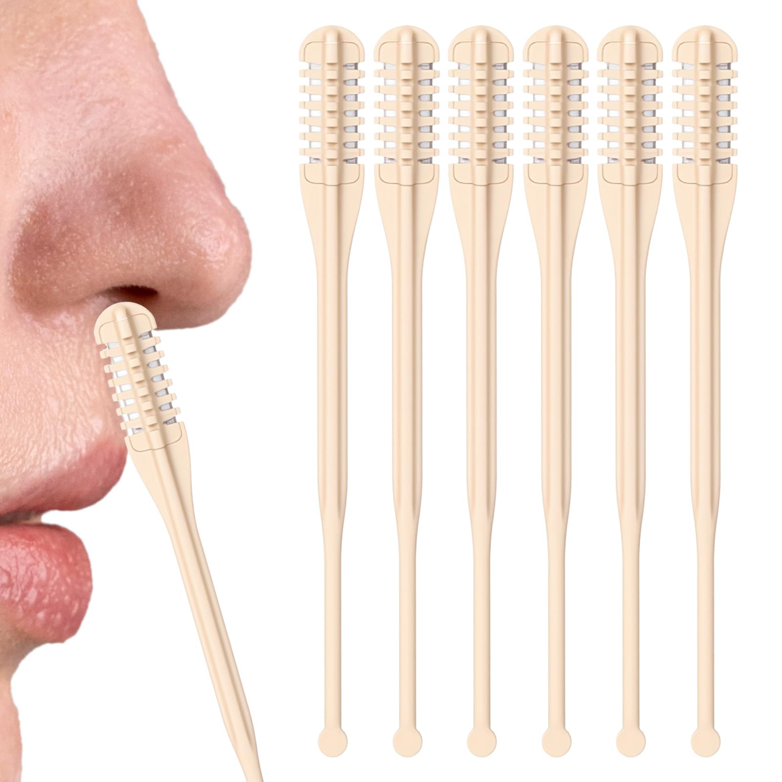 6 Pcs Nasal Hair Cutter Double-Sided 2-in-1 Nose Hair Remover Tool Knife Portable Manual 360 Rotating Nasal Trimmer