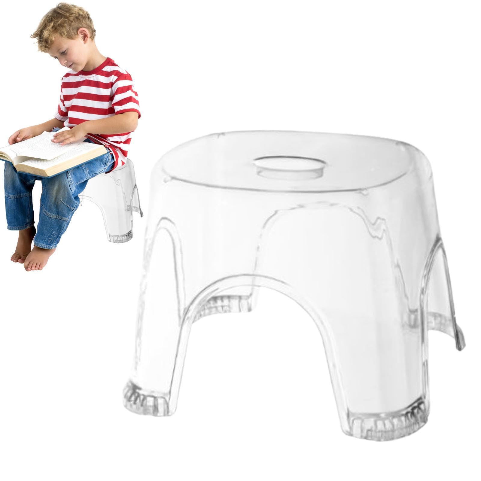 Generic Sgabello da Doccia Trasparente, Antiscivolo, Impermeabile, PP, Bianco, 26 x 22 x 20 cm, 600 g, 70 kg Max, Unisex, Platica Trasparente, Non Richiede Montaggio, 1 Unità