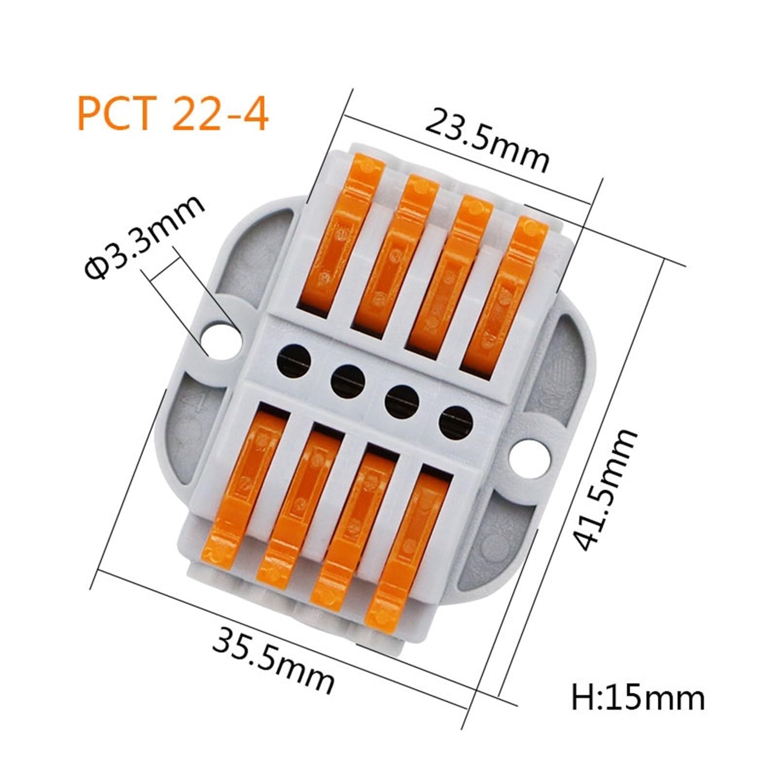 Mini connecteur de fil électrique rapide, 2/3/4/5/6/8/10/12 broches, amarrage universel, conducteurs de câblage rapide, bornier enfichable (Color : PCT-22-5, Size : 1 PIECE)