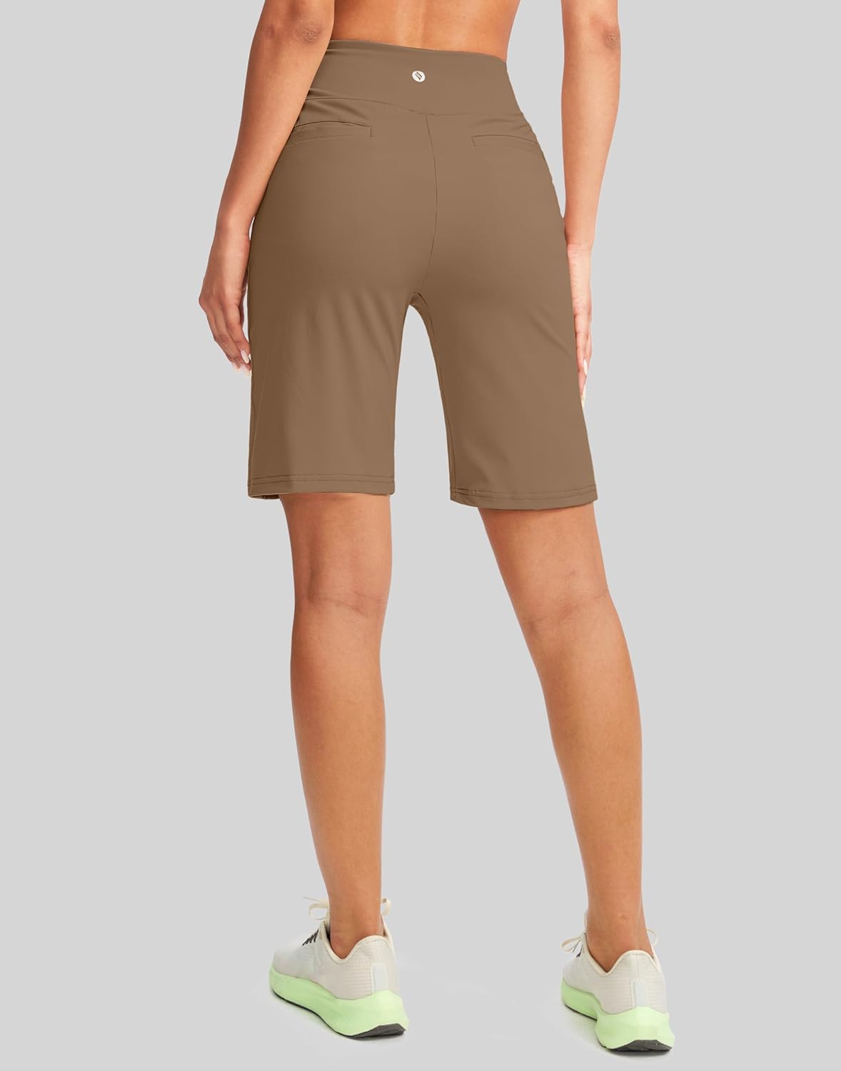 SANTINY Women's 9" High Waisted Bermuda Shorts with 4 Pockets Knee Length Long Shorts for Women Workout Athletic Casual - Image 2