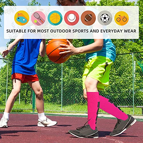 Zepohck Kids Athletic Soccer Socks, 2 Pairs Knee High Socks For Youth Boys Girls For Shoe Size 3-6.5 / Ages 6-12 (Pink-006) #TOP2