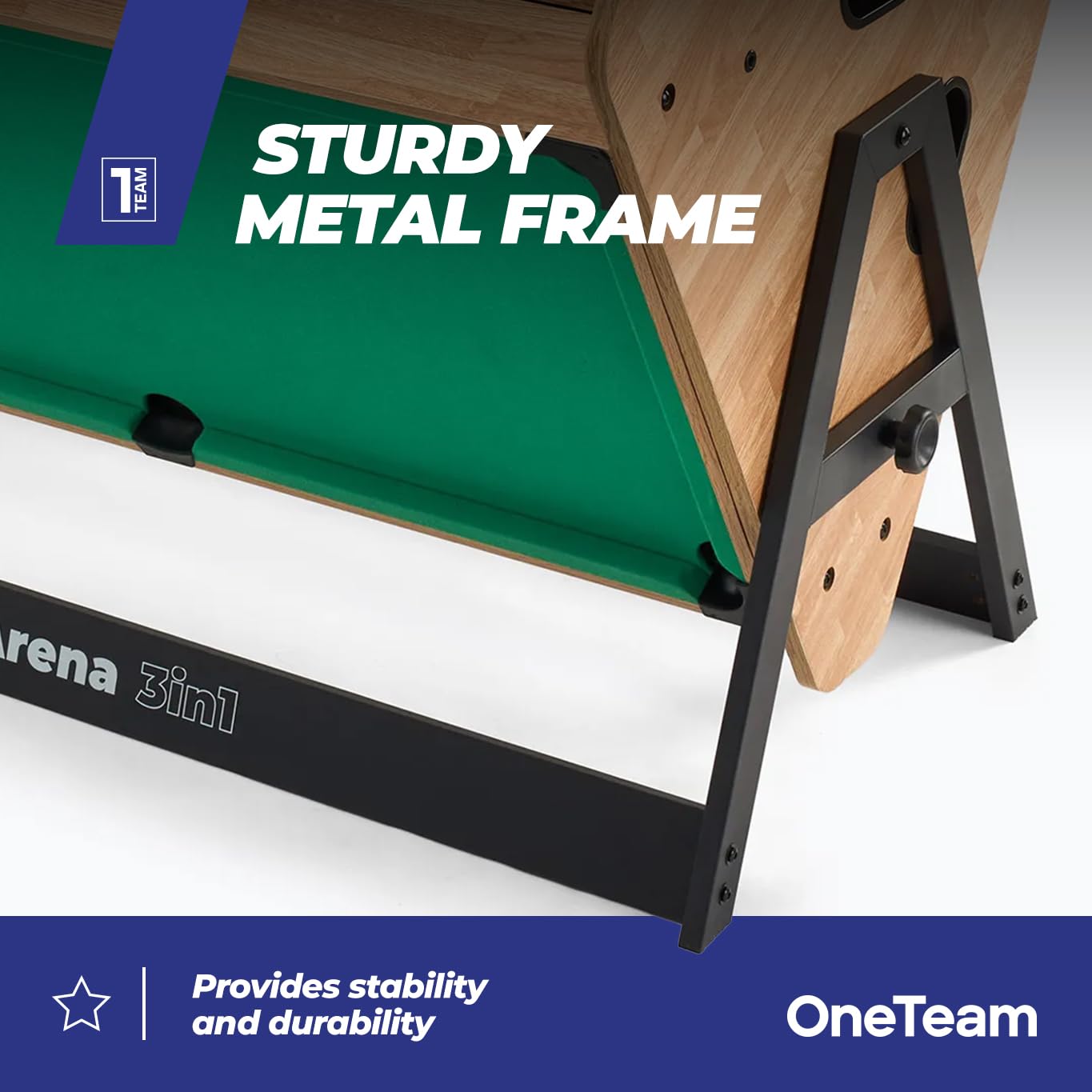 OneTeam FunArena 3in1 Spieltisch Tischfußball Billard Airhockey multifunktional kompakt austauschbare Spielfelder