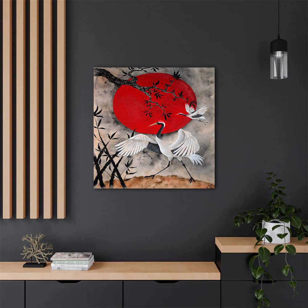 VERRE ART Printed Framed Canvas Painting for Home Decor Office Wall Studio Wall Living Room Decoration (14x14inch Wrapped) - Japanese Crane by CharlyJade on DeviantArt