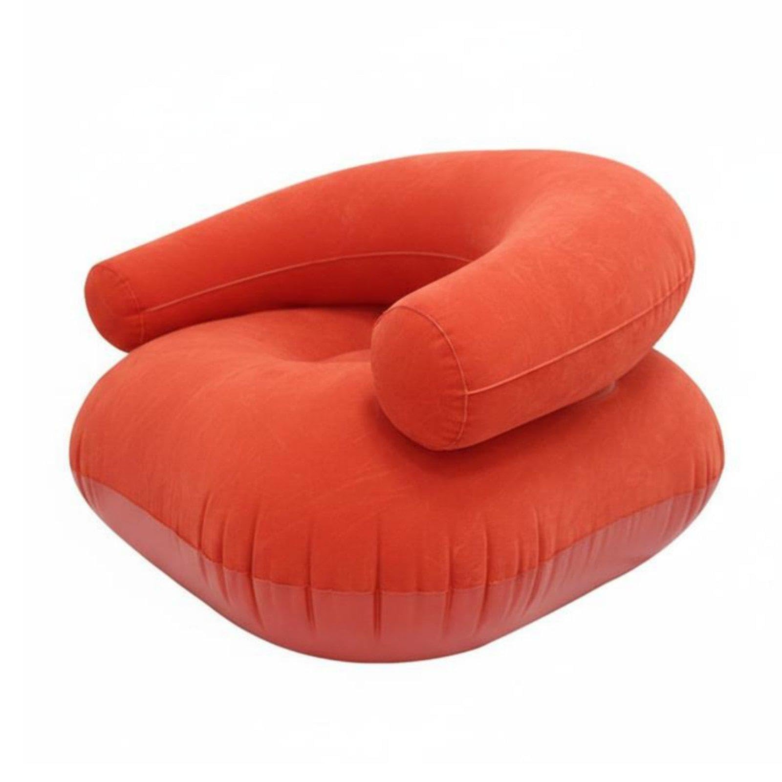 Flocked Inflatable Sofa ABS Flocked Inflatable Sofa Compact Storage Air Couch for Campers, Outdoor, Camping, Living Room Red OPP Bag-image-26