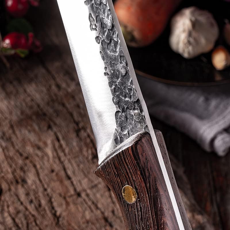 Meat Cleaver, 3 PCS Boning Knife Set Handmade Forged Kitchen Knives Meat Slaughtering Butcher Knives With Cover