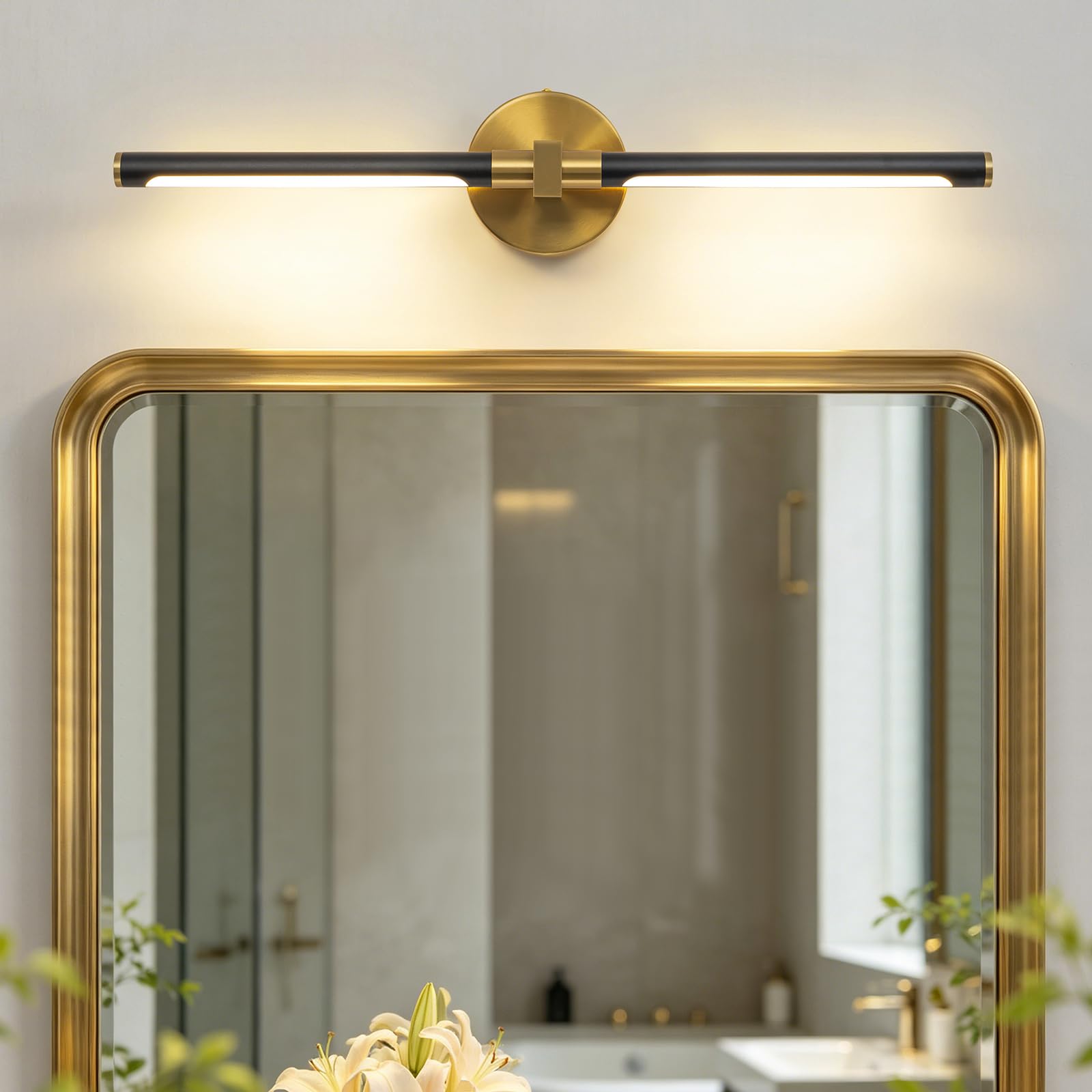 View 1 of 2026 Upgrade Black and Gold Vanity Light, 18W Brighter 24" Gold Bathroom Light Fixtures Linear Modern LED Bathroom Lights Vanity Lighting Fixtures Over Mirror Light Bar, 360° Rotable 4000K CRI 90+