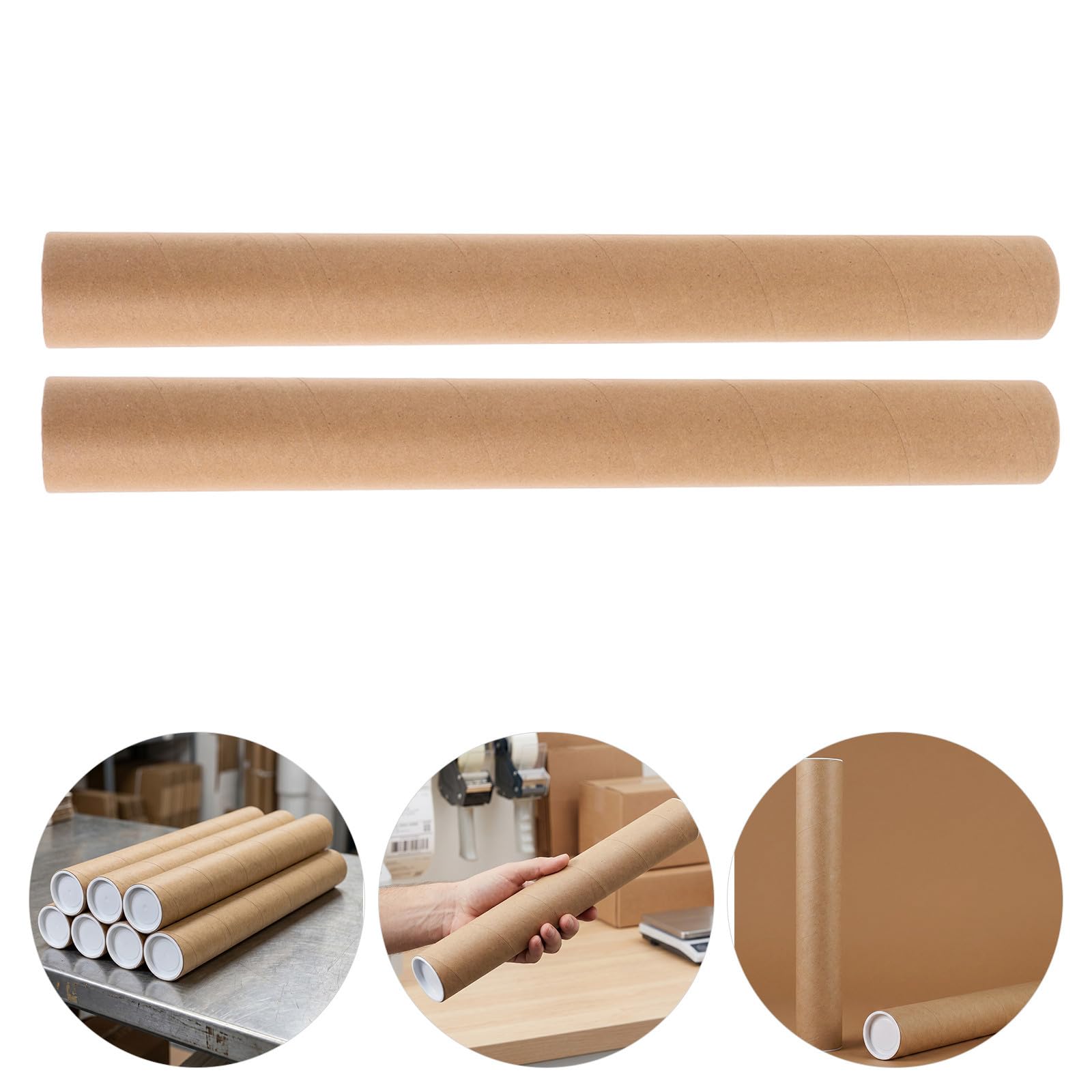 8 tubi di cartone kraft con tappi in plastica, cilindri rinforzati 40x5 cm per spedizioni di disegni tecnici e poster