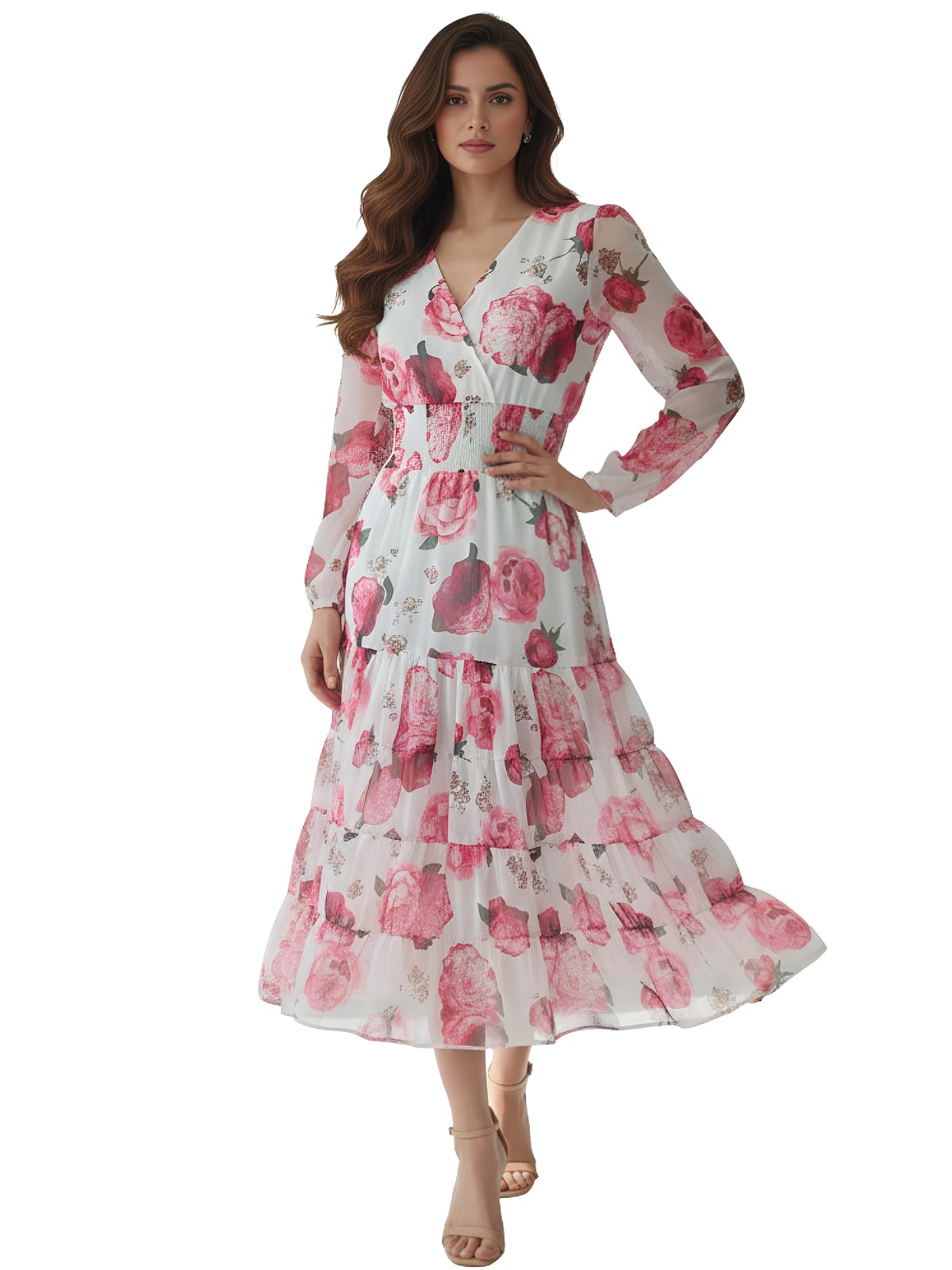 leriya fashion Dress for Woman | Maxi Dress for Women Stylish | Women’s Elegant A Line Dresses Summer Long Georgette with Floral Prints | Perfect Gaun Wear for Womens-picture-24