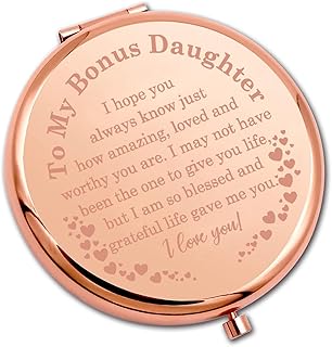 PLITI Bonus Daughter Compact Mirror Form Mom Dad Stepdaughter Gift to My Bonus Daughter Inspirational Pocket Mirror (Bonus Daughter CMrg CA)