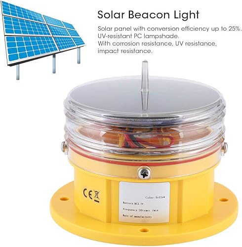 Miniatura 7 de Tbest Luz intermitente de barco, luz lateral de energía solar IP68 impermeable LED barco marino muelle barcaza seguridad faro intermitente luz 360
