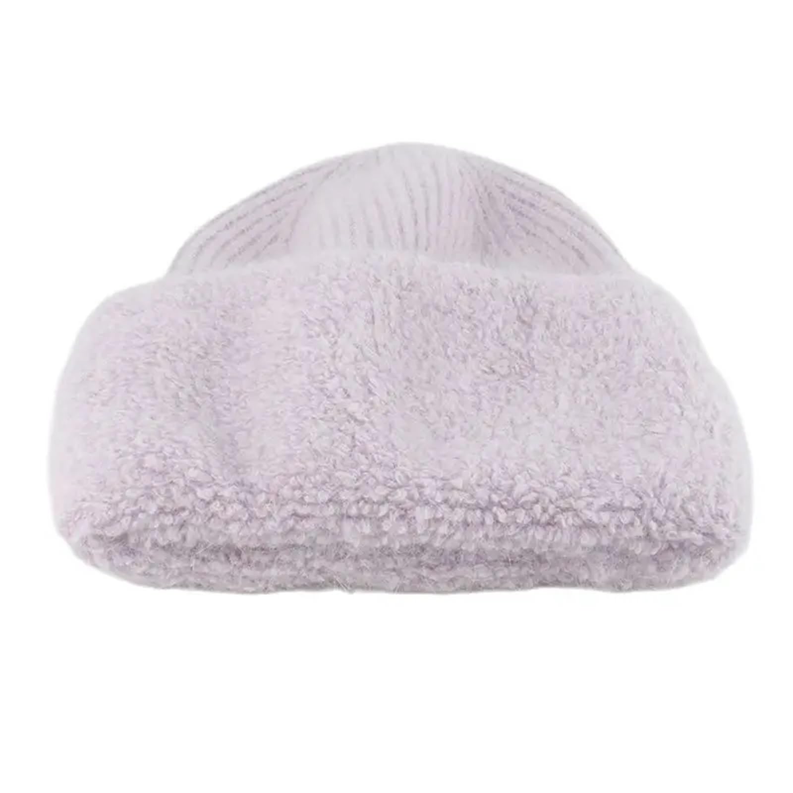 Flauschige Beanie Weiche Warme Wintermütze Wintermützen for Frauen Mode Wolle Beanie Hüte Frauen Solide Erwachsene Abdeckung Kopf Kappe(White)