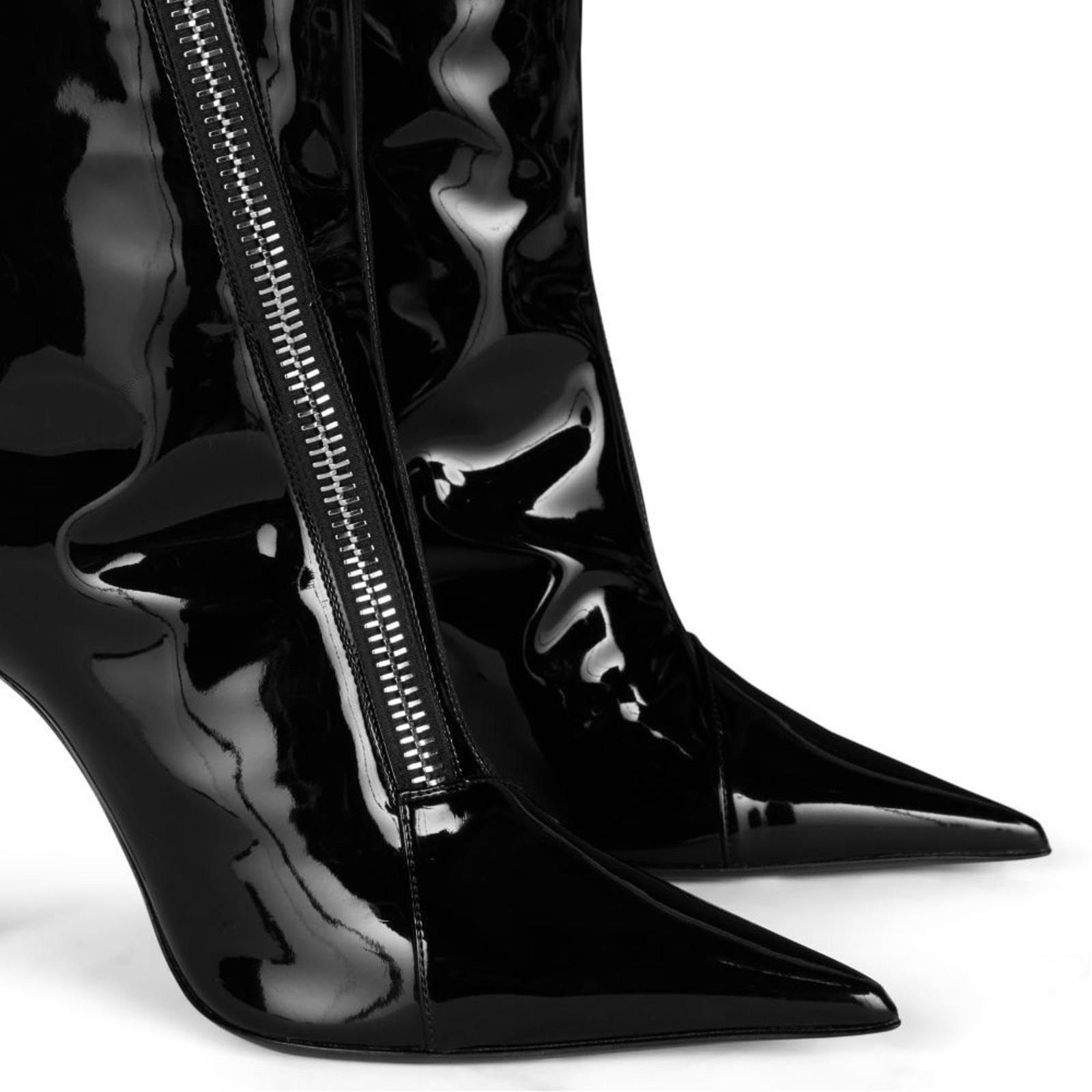 Tacchi Donna Tacchi Alti 13 Cm Stivali in Pelle Alti al Ginocchio Tacco Fine a Punta,Black-43
