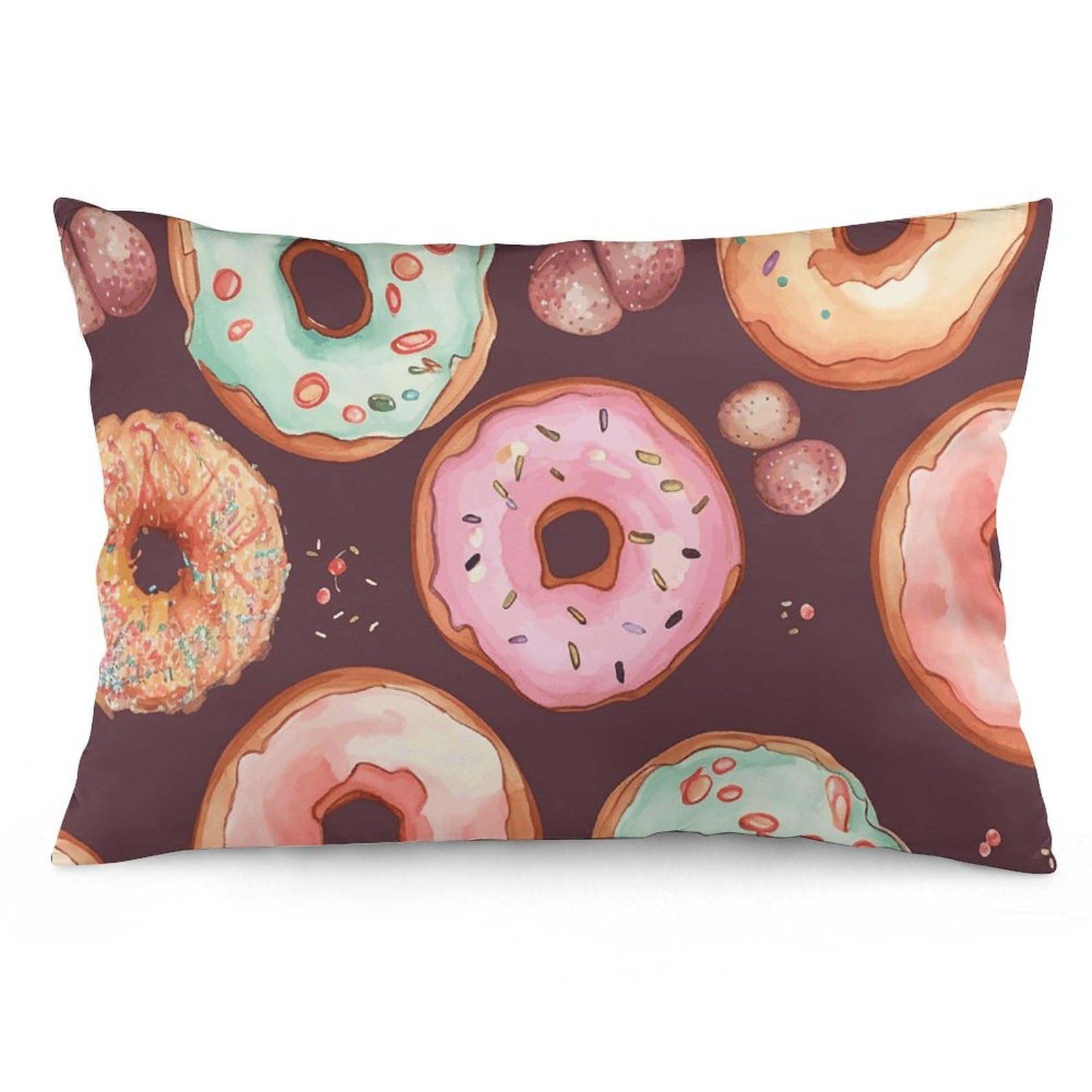 2 Pack Pillow Cases for Hair and Skin, Soft Breathable Pillow Case Covers with Hidden Zipper, Pretty Donuts Pillowcase 12 "x20 Pillow Covers for Sleeping Gift