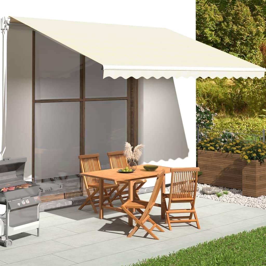 ksxnkhk Cream awning fabric 4.5 x 3.5 m - Replacement fabric with valance for patio, garden, sun protection, UV resistant, durable polyester