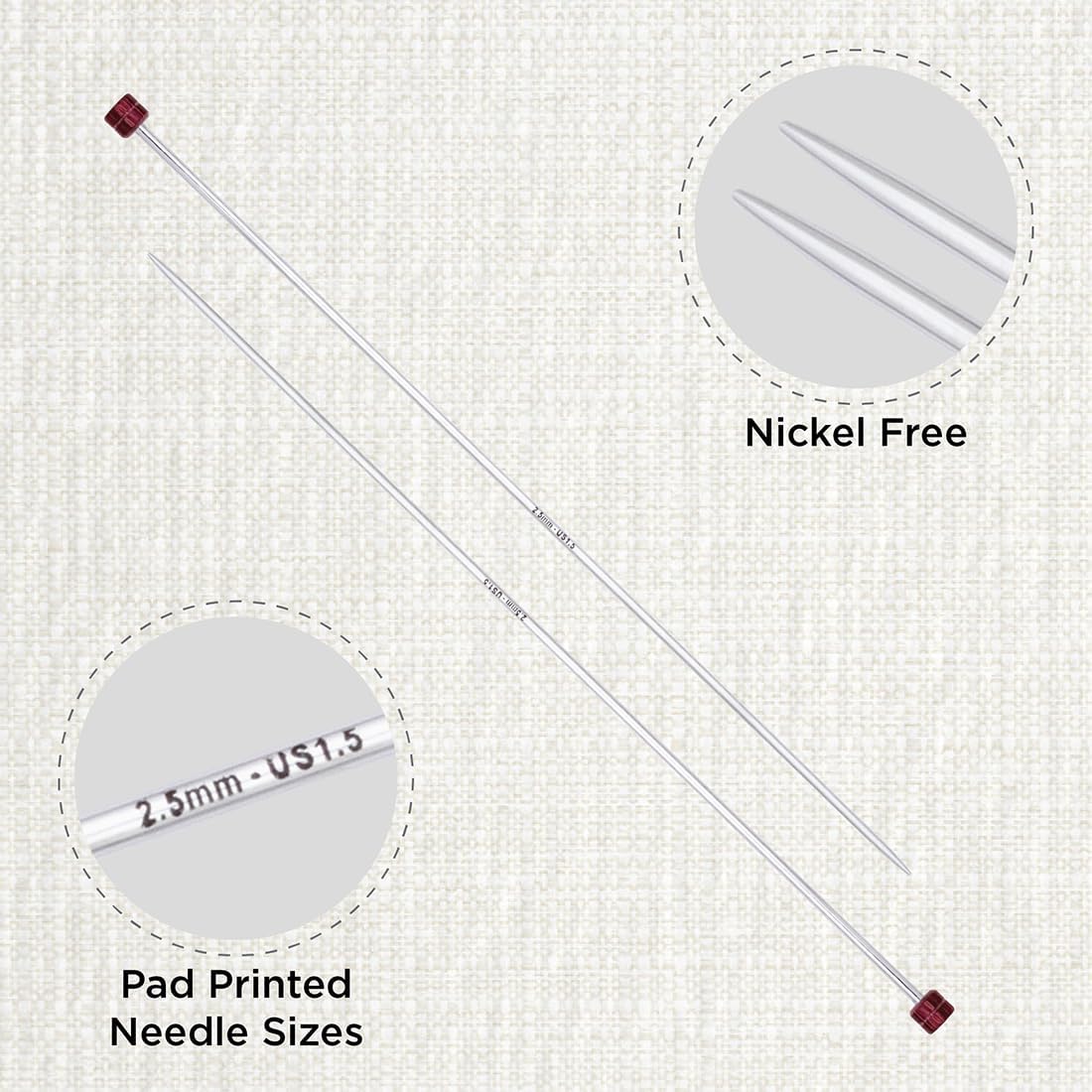 KnitPro Nova Single Pointed Needles 12" (30cm) | US Size 1.5 (2.5mm)