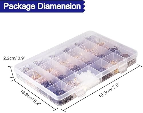 Miniatura 4 de Paxcoo Kit de 2880 piezas de suministros para fabricación de joyas con anillos de salto abiertos, cierres de langosta, cuentas de engarzado,