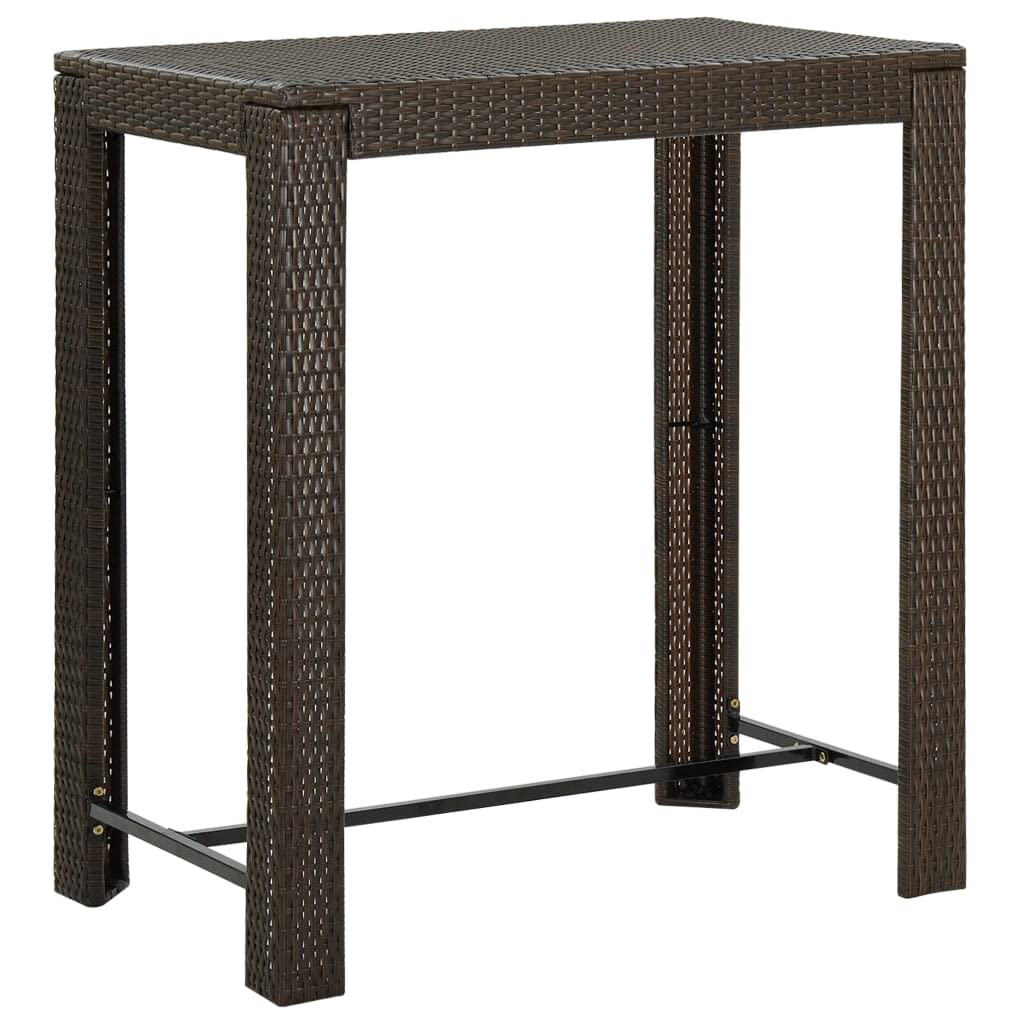 Juego de Bar de jardín de 7 Piezas con Cojines, ratán PE marrón Resistente, Estructura Acero, Mesa 100x60,5x110,5 cm, 6 taburetes con Funda Lavable para terraza, Patio y Porche