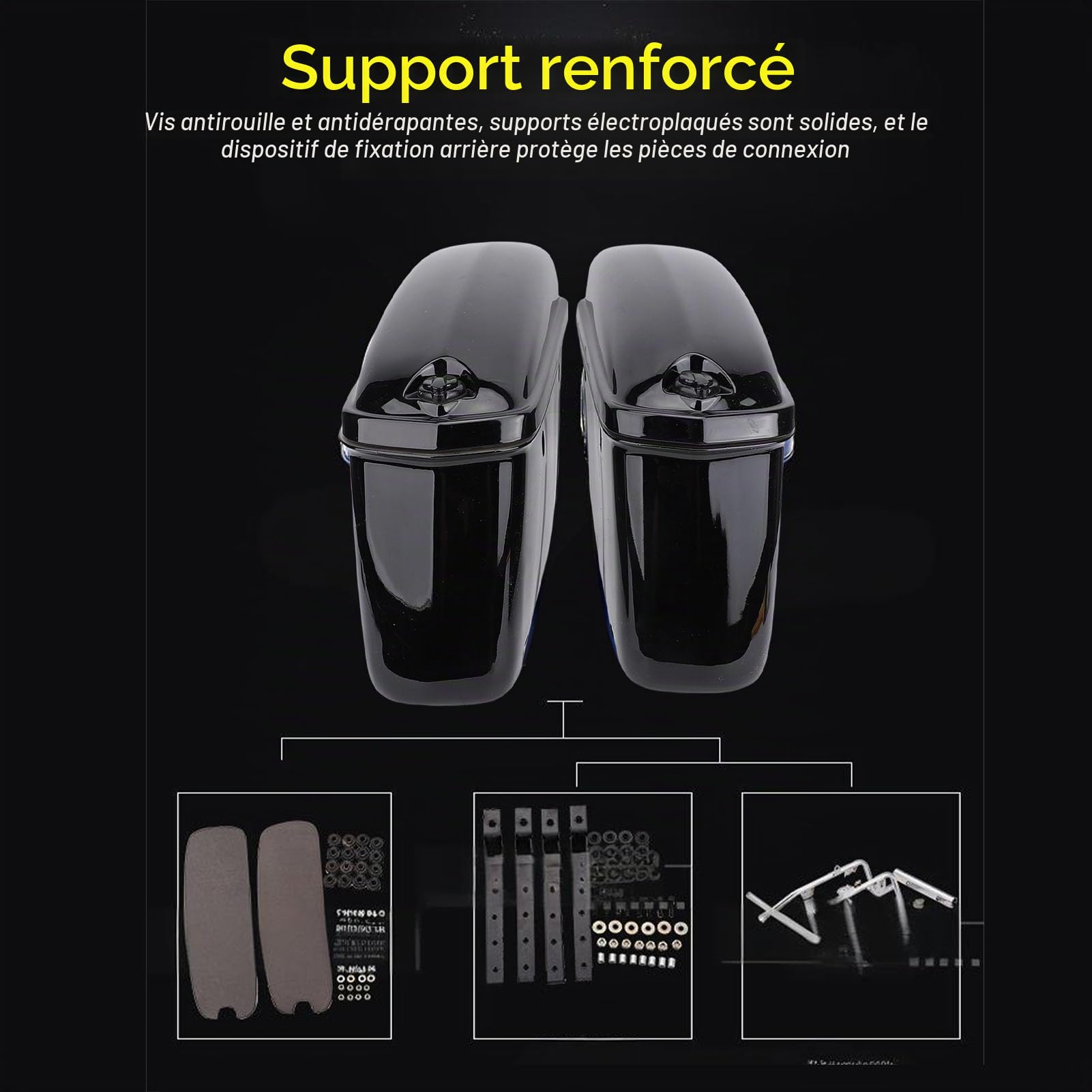 Luocute Sacs de Selle Rigides pour 2l, Coffre Latéral avec Serrure, Support de Rangement en Plastique ABS Universel adapté pour Cruiser