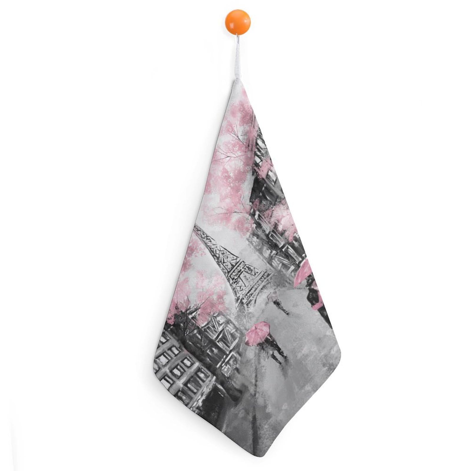 TXFBTRFSA Oil Painting Paris Eiffel Tower Hand Towels with Hanging Loop Kitchen Towel Handkerchiefs Cleaning Cloths
