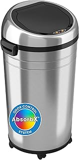 iTouchless 23 Gallon Sensor Trash Can with AbsorbX Odor Control System & Wheels, Stainless Steel Touchless Commercial Grade 85 Liter Garbage Bin for Office, Store, Home and Kitchen