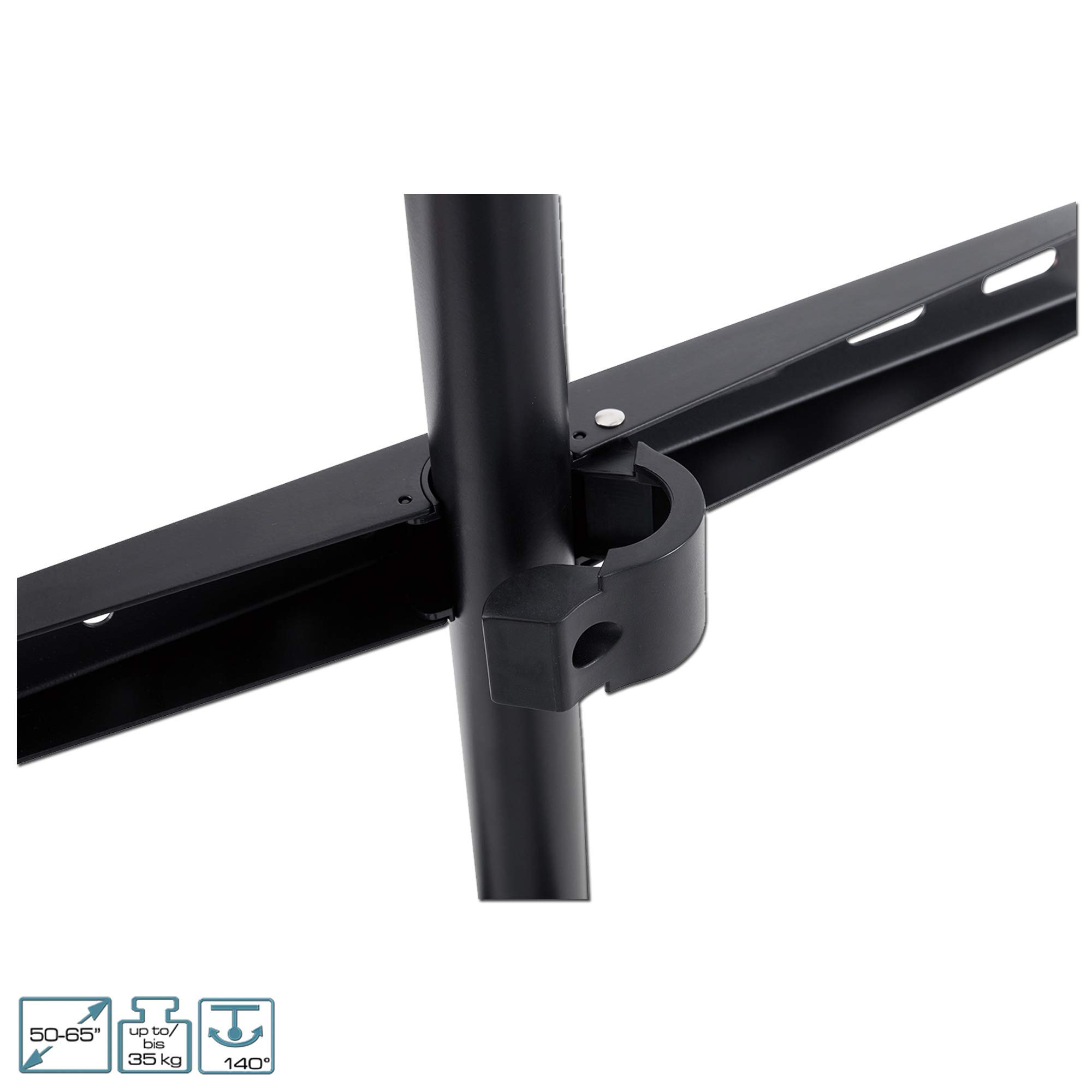 EasyLife – Cavalletto TV di Design Tipo Treppiede – Supporto per TV/Monitor Fino a 65" e 35kg – Rotazione 140° – Altezza Regolabile + Gestione Cavi – VESA Fino a 400×400 (Nero/Noce Scuro)