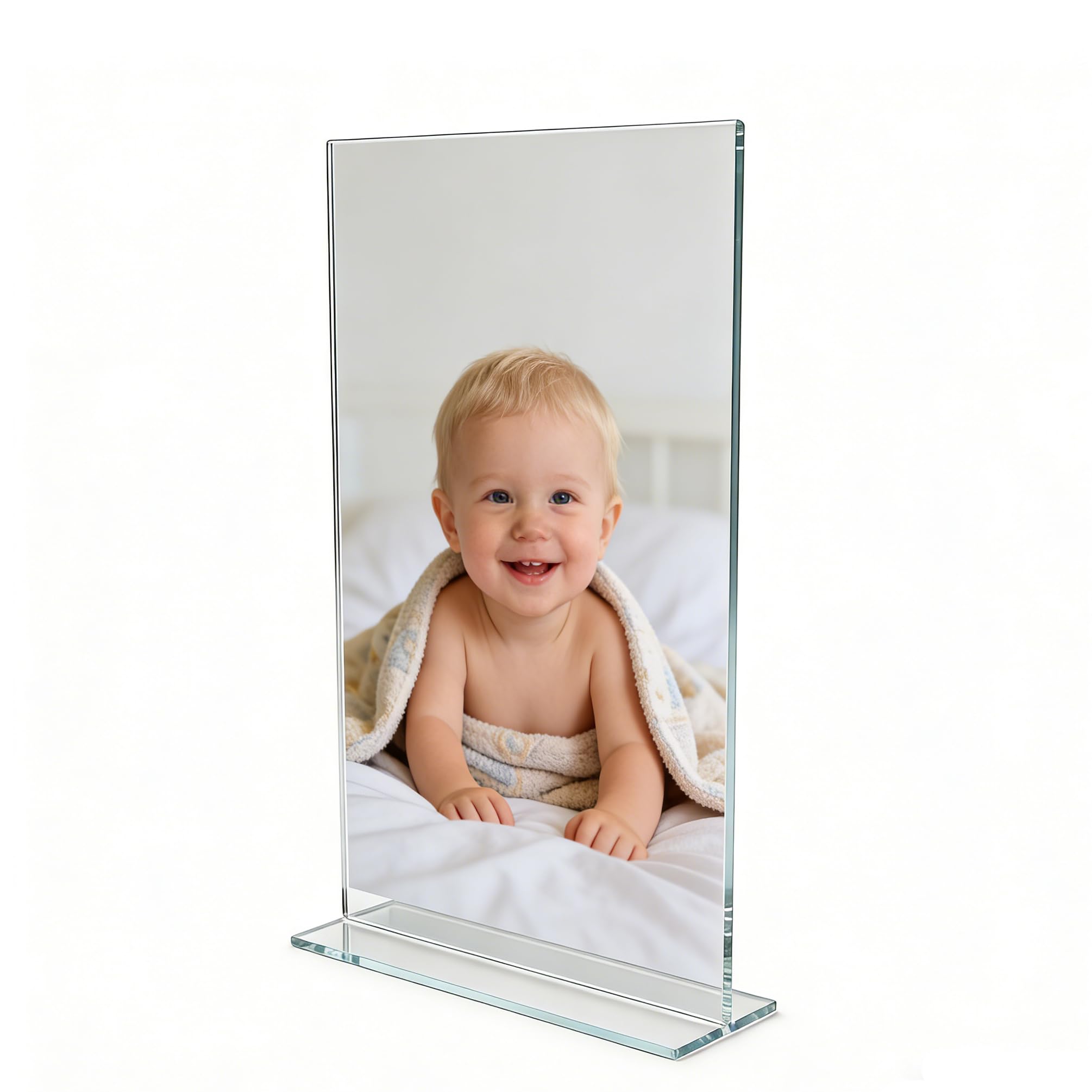FixtureDisplays® 1PK 11 x 17" Clear Acrylic Sign Holder for Tabletops, Vertical Table Tent Frame Photo Sign Menu, Bottom Insert 11193-2-11X17-NF Peel