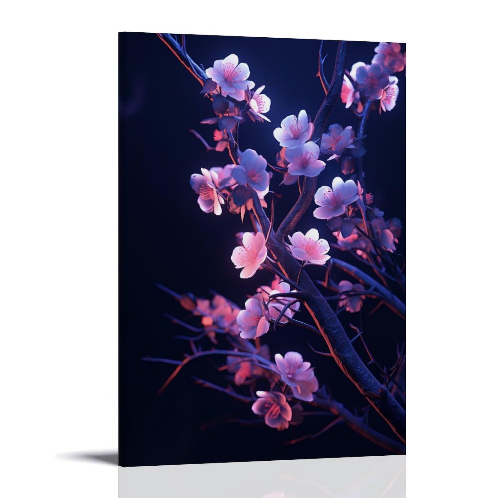 FYFMUSHE Abstract Flowers Canvas Wall Art Paintings Purple Wild Nature Landscape Pictures on Canvas Prints Framed Ready to Hang Artwork for Bedroom Home Decor 12x18inch(30x45cm)