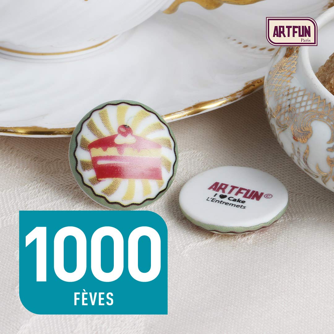 ArtFun Lot 1000 FEVES Collection I Love Cake - Feve Galette des Rois Epiphanie Premium - Feve Porcelaine Alimentaire