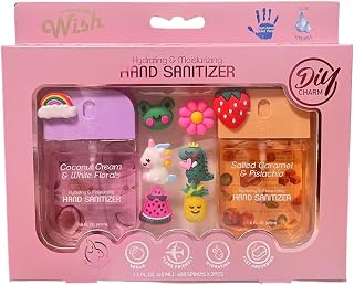 Wish Diy Charm Hand Sanitizer Spary Travel Size Spray 2-Pack Gift Box 1.5 FL OZ (45ML) Each, Dragonfruit, Coconut Cream, Golden Citrus,Cucumber, Black Plum,Sweet Guava Hydrating and Moisturizing, (4)