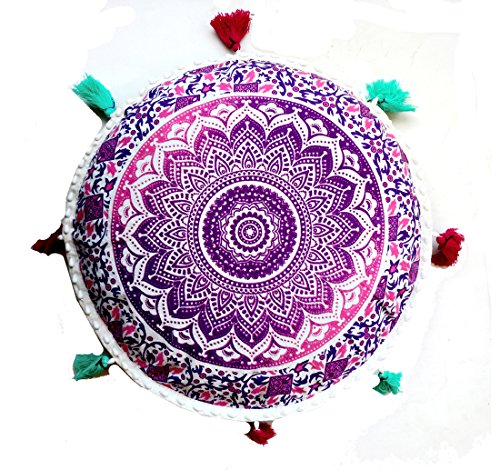 Rastogi Handicrafts - Cojín redondo de meditación para yoga, estilo bohemio, estampado...