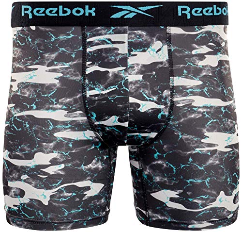 Reebok Men's Boxer Briefs – 4 Pack Quick Dry Moisture Wicking Performance Mens Underwear - Stretchy Soft Boxers for Men S-XL, Size X-Large, Black/Print/Magnet4