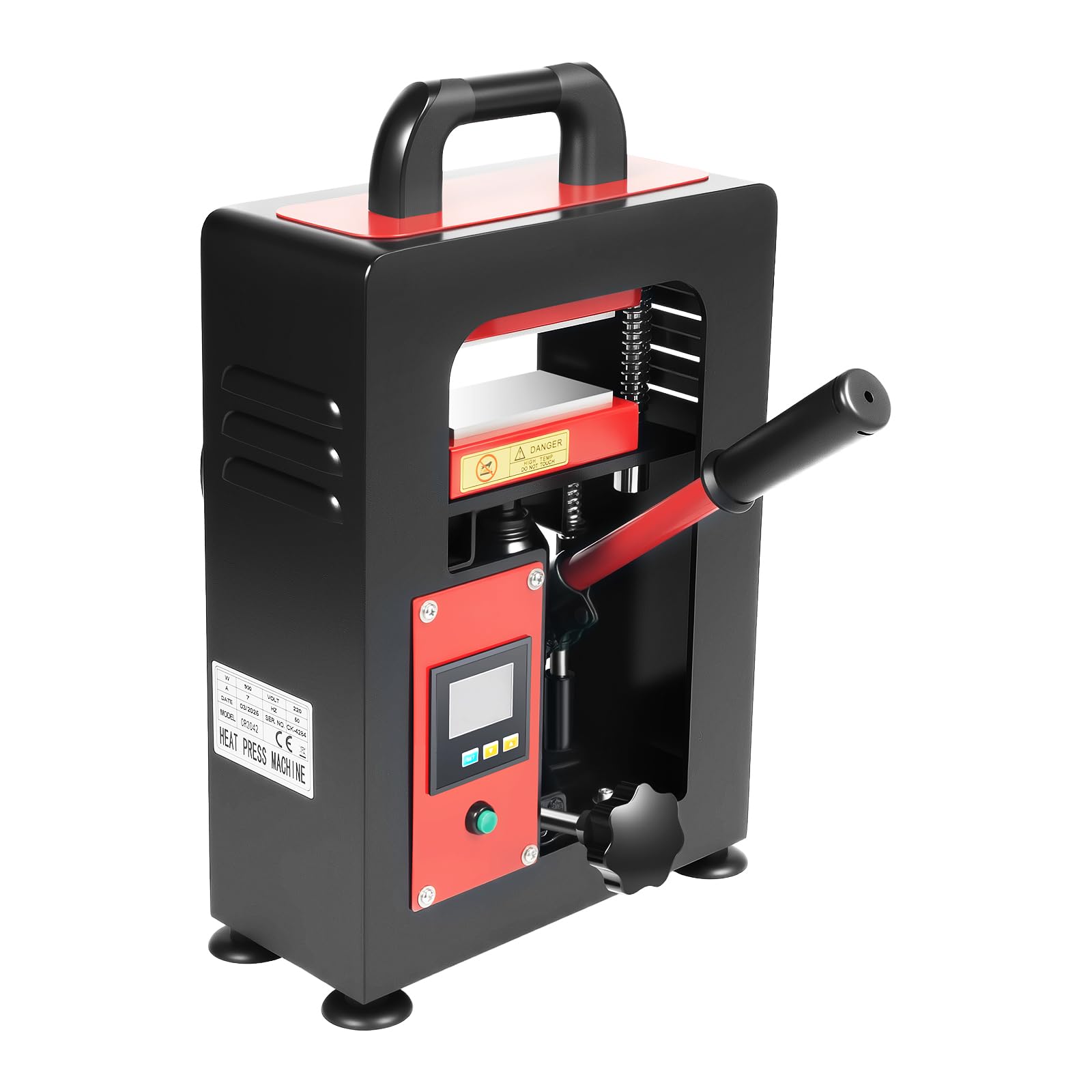 5 Ton Hydraulic Tech Heat Press Machine 900W Manual Rosin Press Dual Plates Heating Presser 1200W 220V Adjustable Pressure/Time/Temperature for Extraction Leather Flowers Plants