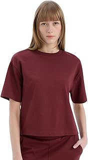 ديفاكتو تي شيرت باكمام قصيرة ورقبة دائرية ضيقة وقصة كبيرة للنساء C7630AX