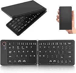 Teclado Bluetooth dobrável – ultrafino, portátil, tamanho de bolso, teclado de viagem sem fio recarregável, compatível com iOS, Android, Windows, para smartphone, tablet, iPad, iPhone, laptop