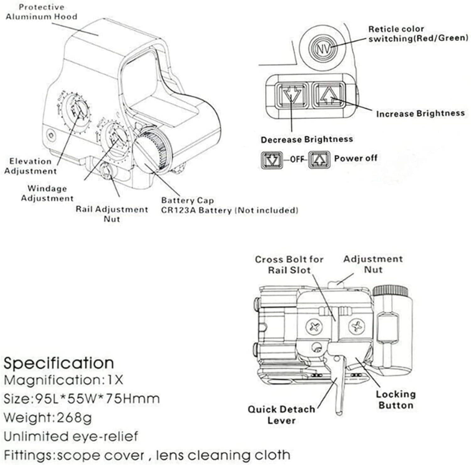 558 Red Dot Sight and G33 Magnifying Glass,Red Dot Holographic Sight Scope Magnifier Combo.