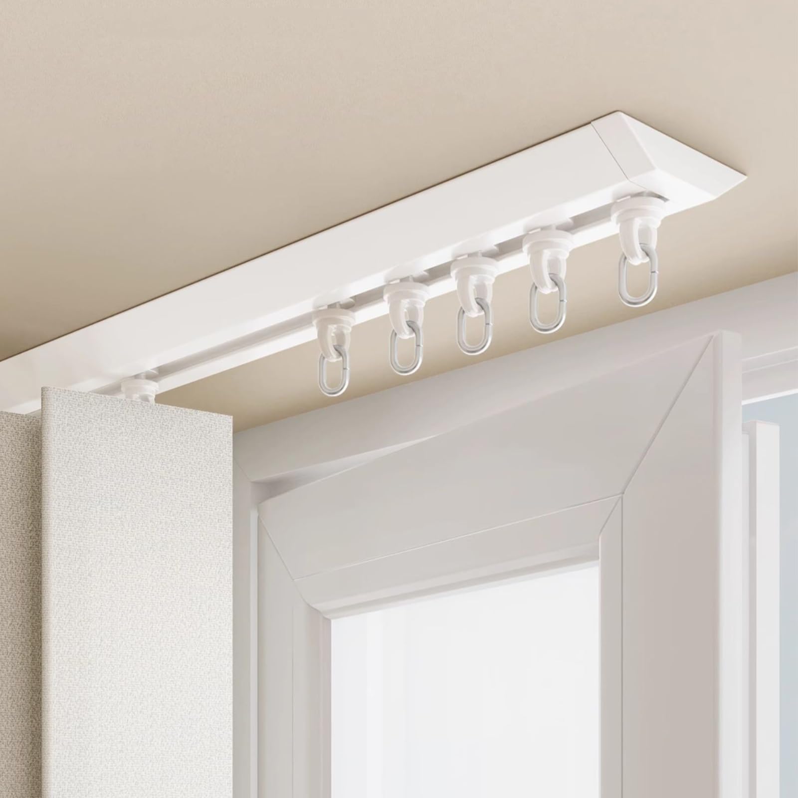 MZQMK Room Divider, Ceiling Curtain Track, Room Divider Curtain Rod, Aluminium Alloy Ceiling Track For Curtains, Easy Install(A White,3.5M/(11.4FT))