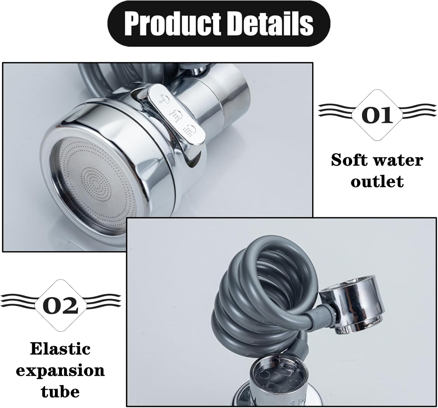 Sink Faucet Extender Professional Sink Sprayer Attachment 360° Rotatable Sink Faucet Extender Aerator with Stretchable Hose for Kitchen and Bathroom,3 Water Outlet Modes image 4