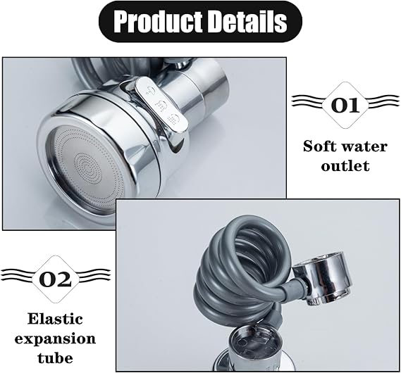 Sink Faucet Extender Professional Sink Sprayer Attachment 360 Rotatable Sink Faucet Extender Aerator with Stretchable Hose for Kitchen and Bathroom,3 Water Outlet Modes
