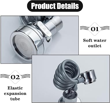 Sink Faucet Extender Professional Sink Sprayer Attachment 360 Rotatable Sink Faucet Extender Aerator with Stretchable Hose for Kitchen and Bathroom,3 Water Outlet Modes
