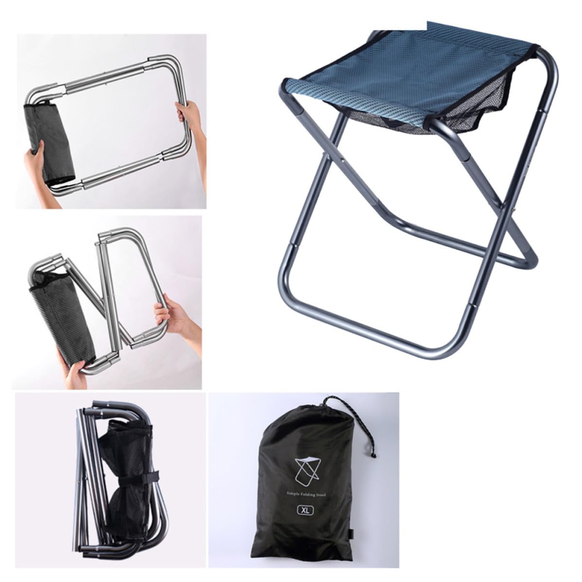 Sgabello Robusto e Leggero Pieghevole Portatile in Lega di Alluminio per Campeggio e Pesca per Riunioni Sportive e Camere da Letto