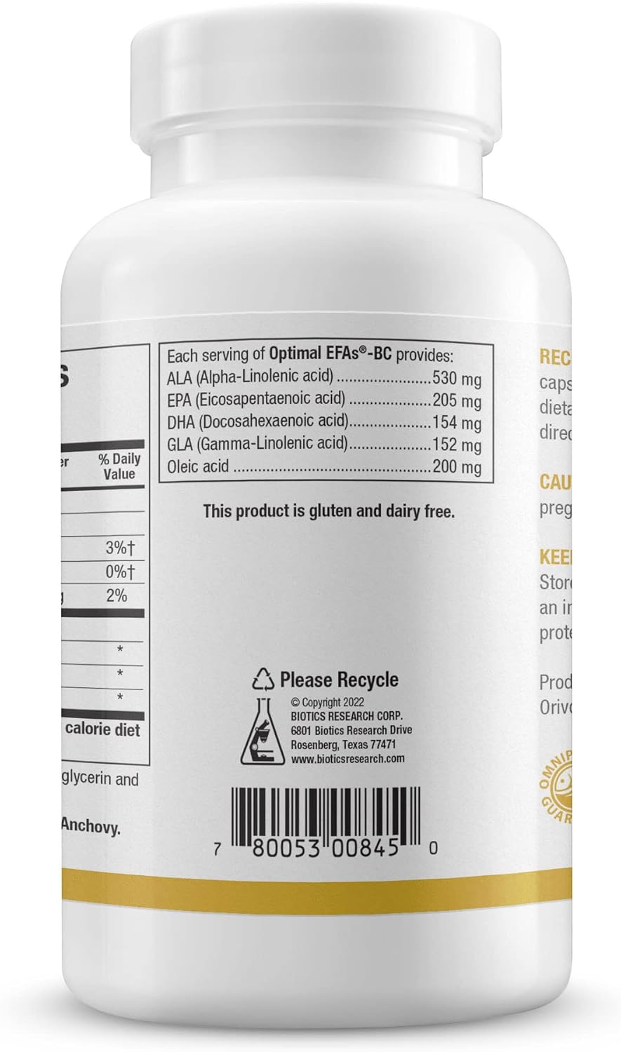 Biotics Research Optimal EFAs - BC, Proprietary Blend of Fish, Flaxseed and Blackcurrant Seed Oils. Balance of Omega3, 6 and 9 Fatty Acids, 120 Softgels - Image 4