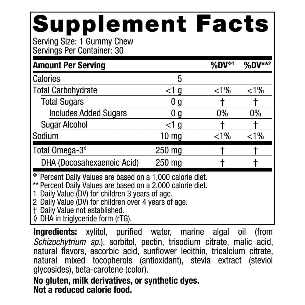 Nordic Naturals Zero Sugar Children’s DHA Vegetarian Gummy Chews - Passion Fruit Lemon - 30 Count — Amazon image 2