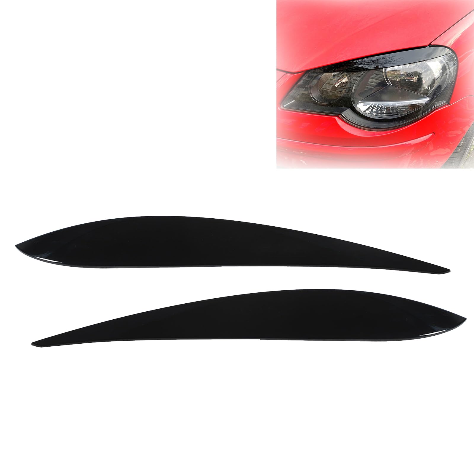 Fari Anteriori Sopracciglia Abs Nero Lucido Antigraffio Facile Installazione Adesivi Decorativi Esterni Per Auto Compatibili Per Polo MK4 9N3 Tutti I Modelli 2005-2009