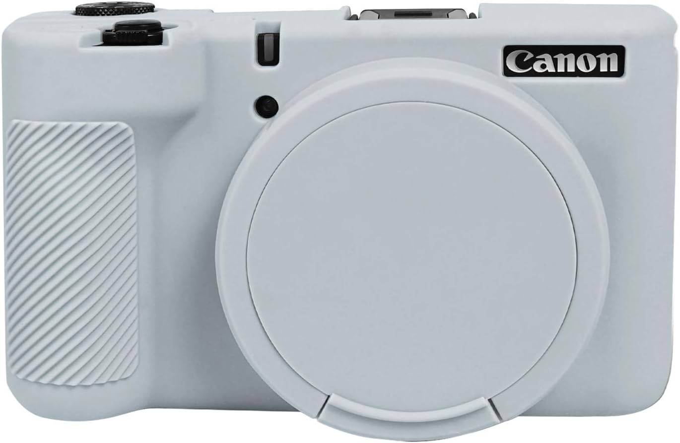 Camera Case for Canon Powershot V1 Camera, Soft Silicone Protective Case Camera Body Cover Scratch-Resistant Lightweight Travel Bag with Removable Lens Cap Digital Camera Bags, gray