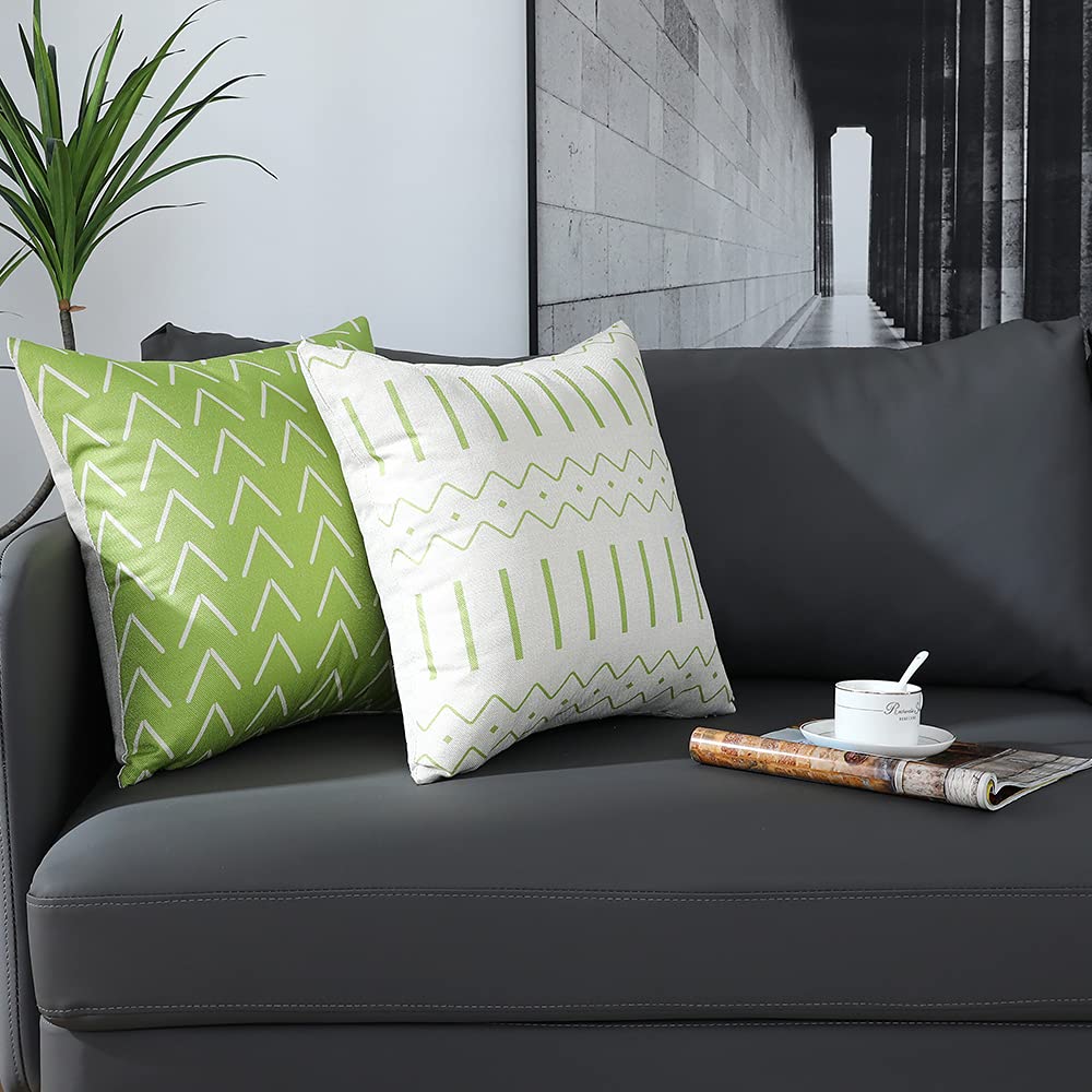 Lot De 2 Housses De Coussin Carrées 45x45 Cm - Tissu Coton/Lin Réversible Style Bohème - Pour Canapé, Lit, Extérieur