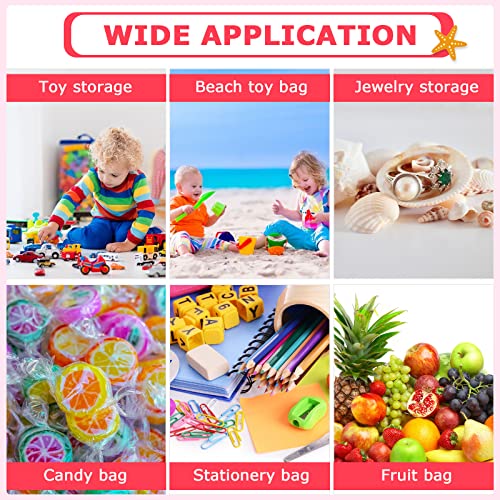 Image of 12 Pack Beach Toy Mesh Beach Bag Shell Collecting Bag Mesh Beach Tote Mesh Beach Toy Bag Sand Toy Bags with Zipper for Holding Shells Beach Sand Toys Swimming Accessories for Boys and Girls, 6 Colors