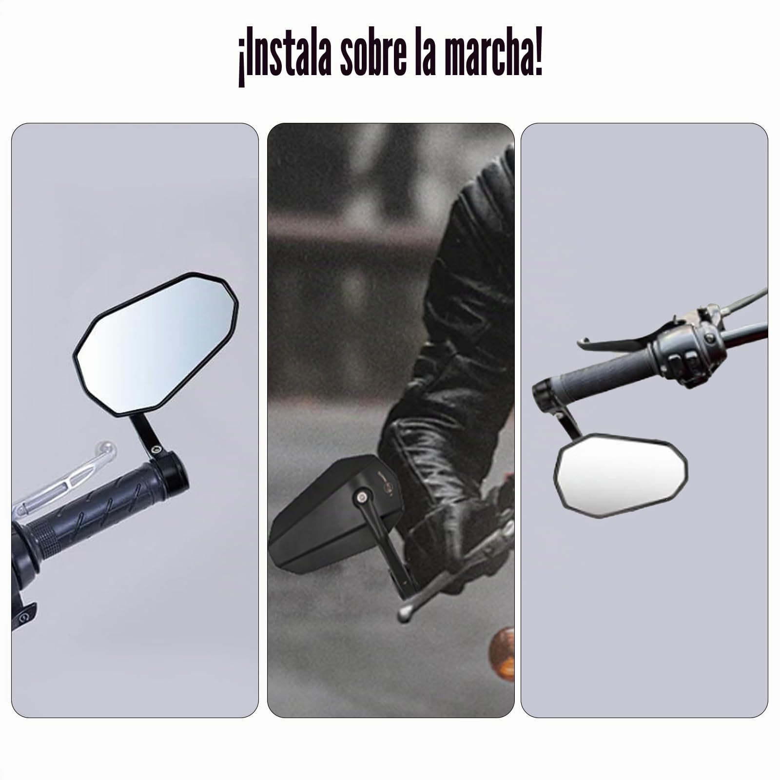 Espejos Retrovisores Moto Homologados, Bekasa 7/8" 22mm Espejos Moto Universales Aluminio Retrovisores Moto, Retrovisores de Manillares para Motocicleta Scooter vehículos Terreno