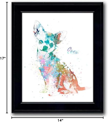 Vista 37 de Regalo personalizado para perros y amantes de los perros. Estilo acuarela. (lienzo enmarcado de 20 x 25 pulgadas, Golden Retriever)