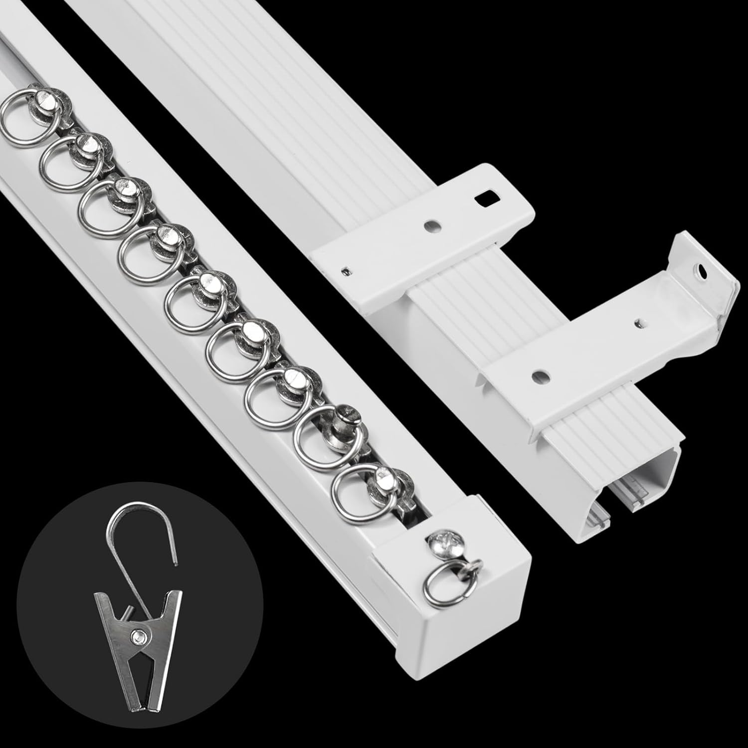 Super Heavy-Duty Ceiling Curtain Track Easy to Install Smooth Sliding Curtain Track Ceiling&Wall Mount Room Divider Curtain Track for Living Room Bedroom Shower Divider, White, 3FT To 9FT